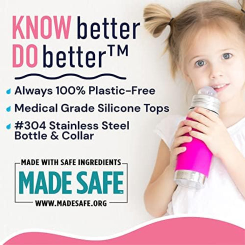 18 oz 550 ml Pura Sport / Stainless Steel Water Bottle with Silicone Sport Flip Cap & Sleeve, Pink Swirl