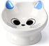 Raised Cat Food Bowl Ceramic, 15° Tilted Design, Anti Vomiting Backflow Prevention for Cats and Small Dogs, Blue