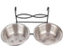 Stainless Steel Dual Hanging Food Water Bowl Feeder with Hook for Cat, Dog, Puppy Crate, Cage, and Kennel