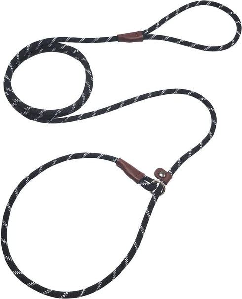 7Ft Slip Lead Dog Leash for Small Dogs, Lightweight Nylon Rope Leash for No Pull Small Puppy Pet Training, Black