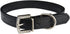 THAIN Basic Adjustable Dog Cat Collar, Bling Rhinestones, PU Leather with Rhinestones Buckle, Black, L (Length 15"-18")