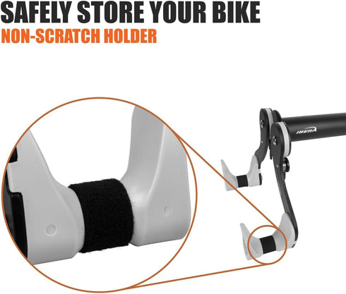 Ibera Bike Wall Mount - Secure Bike Storage up to 18kg with Adjustable Frame Holder & Soft Rubber Cradles