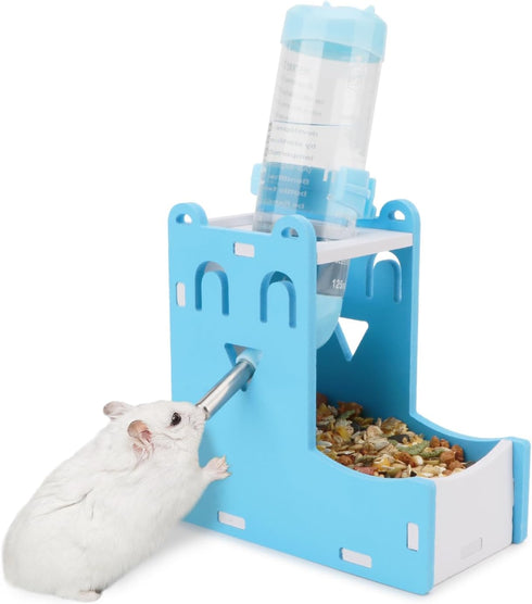 2 in 1 Hamster Hanging Water Bottle, Pet Auto Dispenser with Base for Hamster Rat Mouse, 125ML