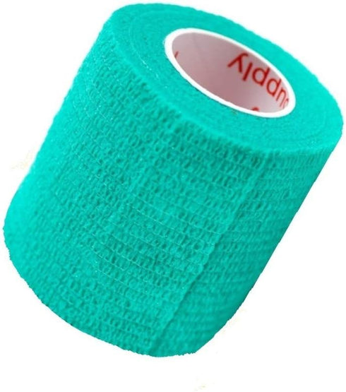 2 Inch Vet Wrap Tape Bulk (Teal) (Pack of 6) Self-Adhesive Flex Bandage Grip Roll for Pets
