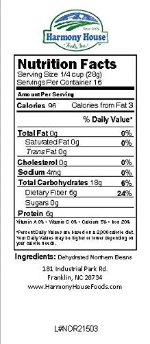 (16 oz, Harmony House Foods TRUE Dehydrated Great Northern Beans - Easy Cook Quart Size Jar)