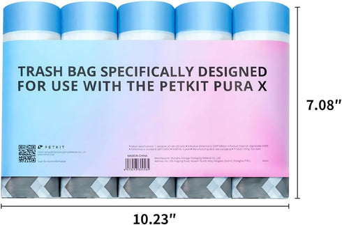 Bags-5 PETKIT PuraX PuraMax Replaced Waste Rolls, Portable Cat Litter Waste Receptacles Bags for Self-Cleaning Cat