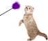 Dzrige Interactive Cat Toys Teaser Wand Black Long Sticks with Purple Soft Plush Tips Funny Pet Feather Supplies