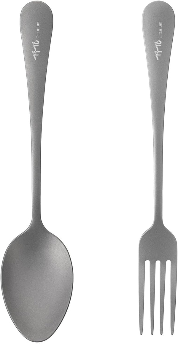TiTo Titanium Cutlery Set, Lightweight Titanium Fork and Spoon Portable Reusable Flatware