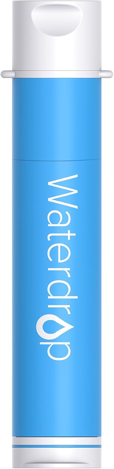 Waterdrop Gravity Water Filter Straw, Camping Water Filtration System, 1.5 gal Bag, 0.1 Micron, Blue