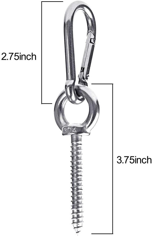 Hammock Hanging Kit, Load Capacity 1400 LBS, Heavy Duty Stainless Steel Hooks Carabiner Set for Indoor Outdoor