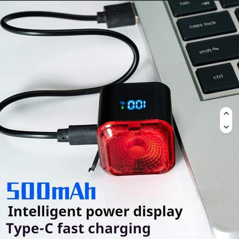 6 IPX6 LED Bike Brake Tail Light with USB-C Recharge, Digital Battery Indicator, Automatic Brake Detection, Motion