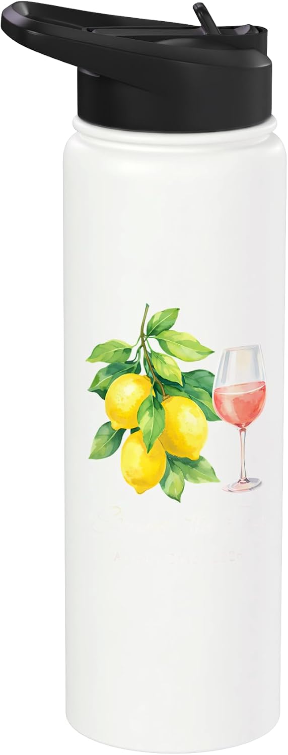 Italian Summer Vacation And Coastal Travel Amalfi Coast Italian Summer Rose Wine Lemon Graphic Stainless Steel Insulated Water