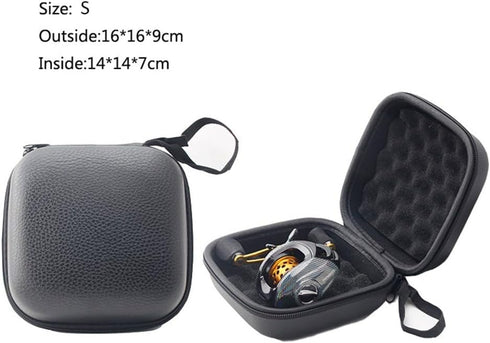 Fishing Reel Bag, Portable Shockproof Waterproof Protective Case for Baitcasting Drum Spinning Raft Reels (S)