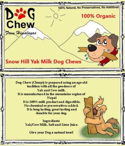 Snow Hill Yak Cheese Dog Chews - World Best Organic Yak Milk Golden Bone Treats - Product of Himalayas, Nepal