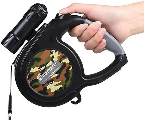 Best Dog Supplies Camping Dog Leash, 26ft/8M Camo Retractable Leash with Built-in Flashlight for Night Walks