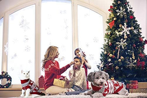 Vehomy Dog Christmas Sweaters Pet Winter Knitwear, Classic Warm Coats Reindeer Snowflake Argyle Sweater for Kitty Puppy