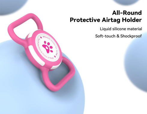 Durable Waterproof Airtag Dog Collar Holder, Lightweight Slide-on Protective Case for Dogs and Cats (Rose, Large)