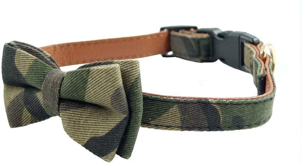 Dog Collar Bow Ties, Adjustable Camouflage Collars for Small Medium Large Dogs, 18 Colors, 3 Sizes (M 13"-18")