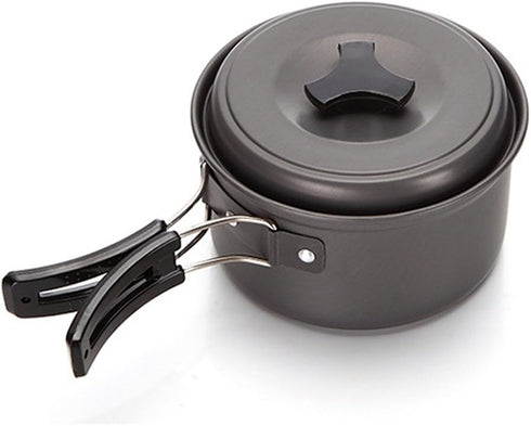Lightweight 4-5 Person Camping Cookware - 4 Piece Pan Pot Set for Outdoor Activities