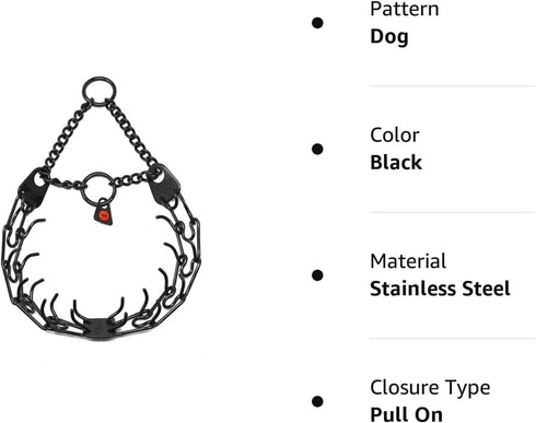HS Herm. SPRENGER Germany Black Stainless Steel Prong Dog Training Collar, Ultra-Plus Pet Pinch Collar, Made in Germany