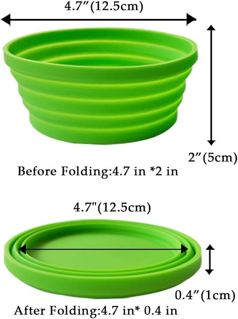 Silicone Expandable Collapsible Bowl for Travel Camping Hiking (Green(S)) by Ecoart