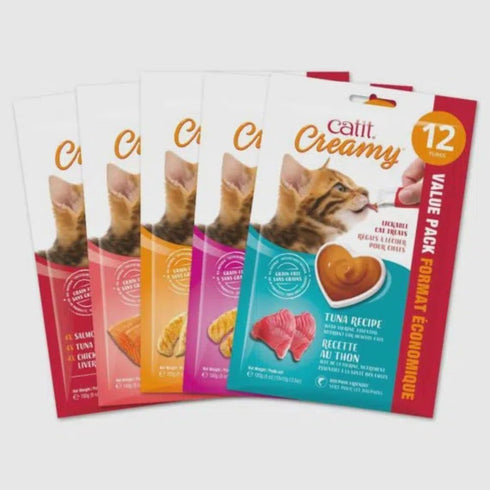 Catit Creamy Lickable Cat Treat, Healthy Tuna Cat Treat, 12 Pack