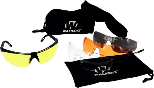 Walker's Sport Glasses with 4 Interchangeable Lenses - Impact-Resistant Hunting Shooting Eye Safety Combo Kit
