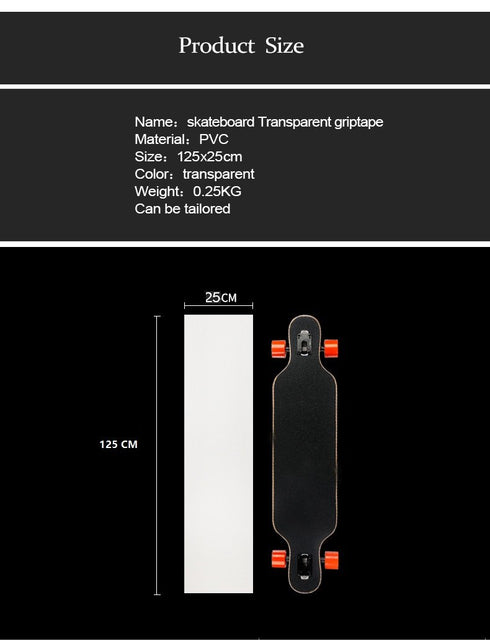 ZUEXT 11" x 50" Clear Skateboard Grip Tape, Waterproof Anti Slip Bubble Free for Rollerboard