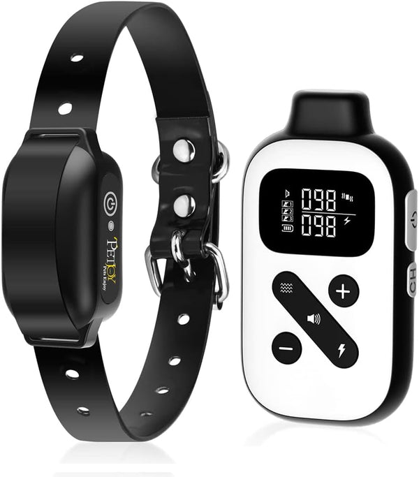PetJoy Bark Collar with Remote, Shock and Training Collar Combo for Large Dogs, Auto Bark Collar with 2800 Ft Range