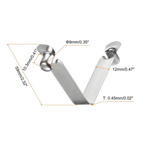 HARFINGTON 12pcs Double Button Kayak Paddle Snap Spring Clip, 59x10.3mm 65Mn Spring Steel V-Shaped Clips for Camping