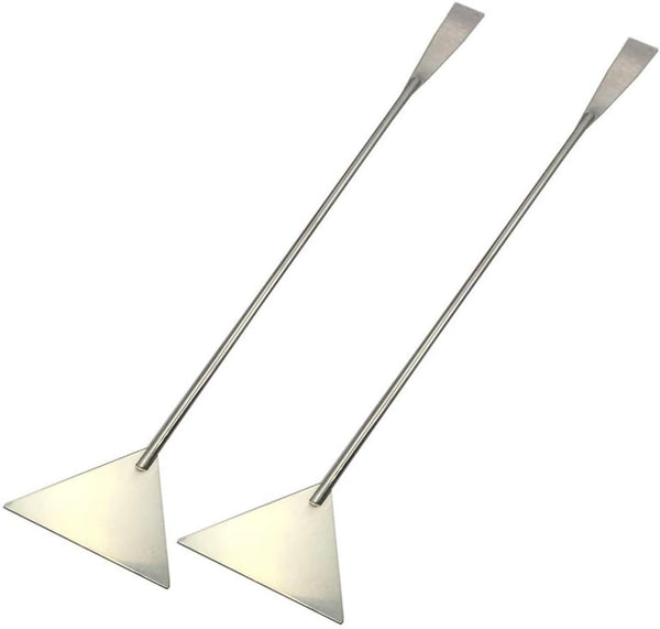 2Pcs Stainless Steel Aquarium Spatula Long Sand Spatula Scrapers for Aquatic Plant Tools (Silver)