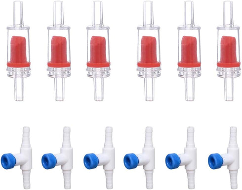 ALEGI Aquarium Air Pump Accessories - Non-Return Check Valves for 3/16" Tubing (6 Check + 6 Control Valves)