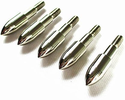 ID 0.246”/6.2mm Screw-in Archery Field Points 100 Grain Stainless Steel Arrow Tips (12/24 Pcs)