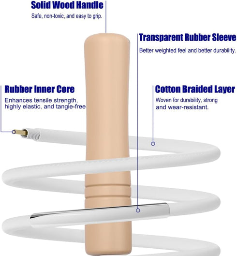 Jump Rope for Kids - Adjustable Cotton Braided Skipping Rope with Wooden Handle for Toddler Fitness Workout