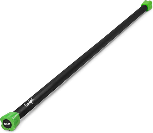 Yes4All Total Body Workout Weighted Bar, Resistance Band Bar for Yoga and Strength Training at Home and Gym