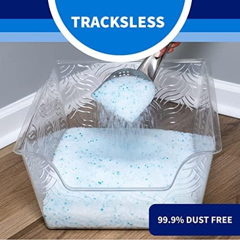 Litter Pearls Tracksless Unscented Non-Clumping Crystal Cat Litter with Odorbond, 10.5 lb, White, Clear and Blue