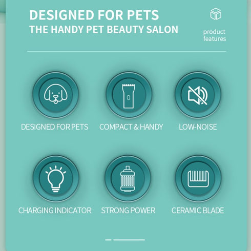 Professional Waterproof Electric Pet Clippers for Kittens and Puppies - Mute Green
