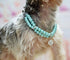 Luxury 2 Row Pearls Rhinestones Pet Necklace Collar Jewelry with Bling Crystal Ball Charm for Small Dogs, Cats (Blue,