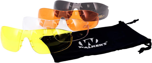Walker's Sport Glasses with 4 Interchangeable Lenses - Impact-Resistant Hunting Shooting Eye Safety Combo Kit