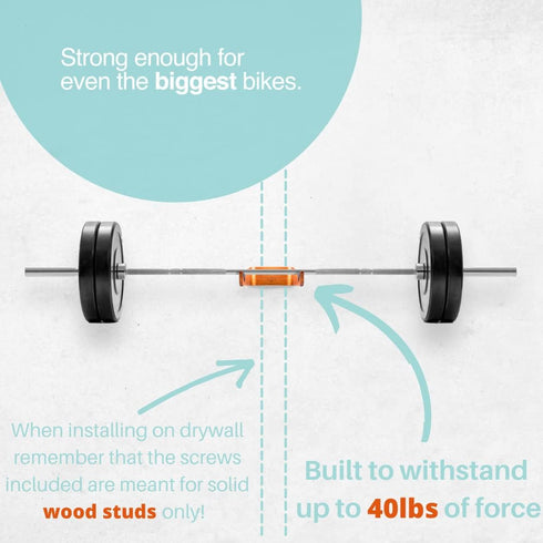 WOKK Wooden Bike Wall Mount - Horizontal Bicycle Rack for Home or Garage, Elegant Indoor Storage