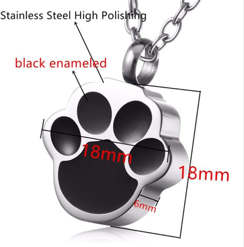 QUMY Pet Cat Dog Paw Print Cremation Jewelry, Wearable Urn Necklace for Ashes, Stainless Chain, Women