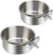 2 Pack Stainless Steel Bird Bowls for Cage, Parrot Food Water Feeder, Hanging Bowl Crate Cups for Small Animals
