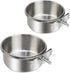 2 Pack Stainless Steel Bird Bowls for Cage, Parrot Food Water Feeder, Hanging Bowl Crate Cups for Small Animals
