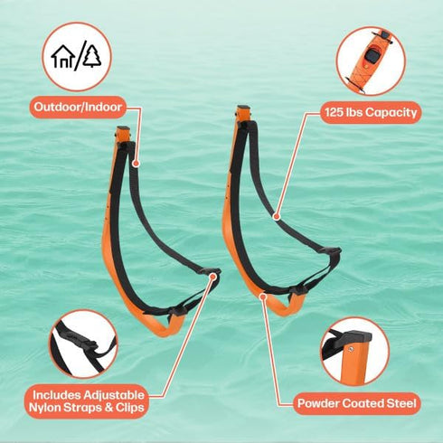RAD Sportz Easy Hanger Kayak Rack and Stand-Up Paddle Board Holder, Yellow Holds up to 125 Pounds