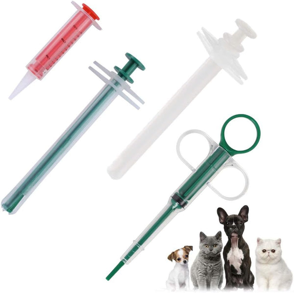 4Pcs Cat Pill Shooter Plunger Popper, Soft Tip Tablet Syringe Pusher, Pet Medicine Feeder for Small Dogs and Cats