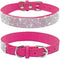 Rhinestone Dog Collar, Cute Dazzling Sparkling Soft Suede Leather Collar, Crystal Diamond Pet Collar (Hot Pink, XXS)