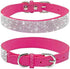 Cute Bling Rhinestone Dog Collar, Fancy Crystal Diamond Soft Collar for Small Medium Large Dogs (S, Hot Pink)