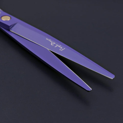 Professional Dog Grooming Scissor Kit - Purple Dragon 7.0 inch Hair Cutting, Curved & Chunker Shears with Bag
