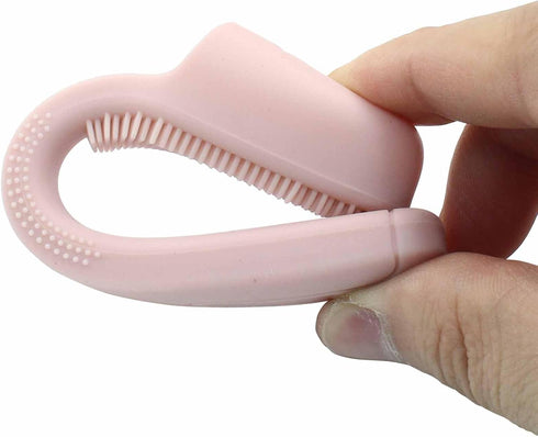 Coufce 3 Pack Dog Finger Toothbrush, Food Grade Silicone Finger Toothbrush Soft Bristles for Gentle Cleaning(Pink