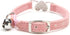 CHUKCHI Pink Soft Velvet Adjustable Cat Collar with Crystal Heart Charm and Bells, 8-11 Inches (Black+Pink)